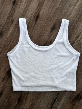 Hollister White Terry Crop Tank Size M